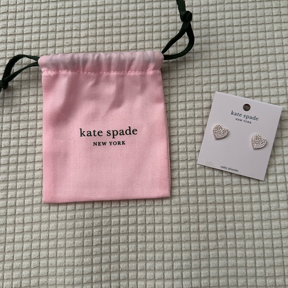 Kate Spade Sparkling Heart Stud Earrings in Rose Gold